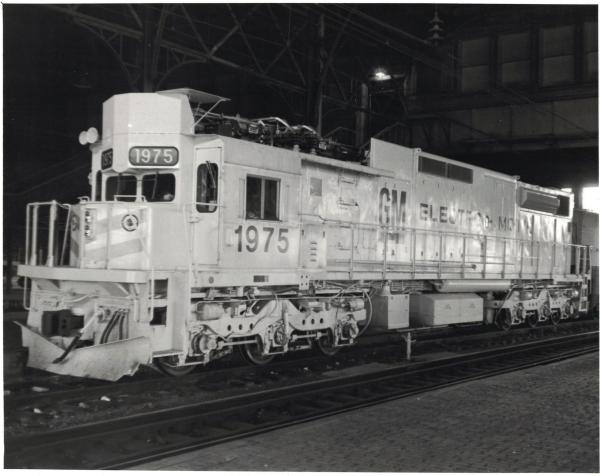 Black and white photo of EMD GM6C in Harrisburg Station