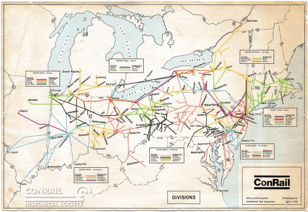 Conrail Divisions Map April 1 1976