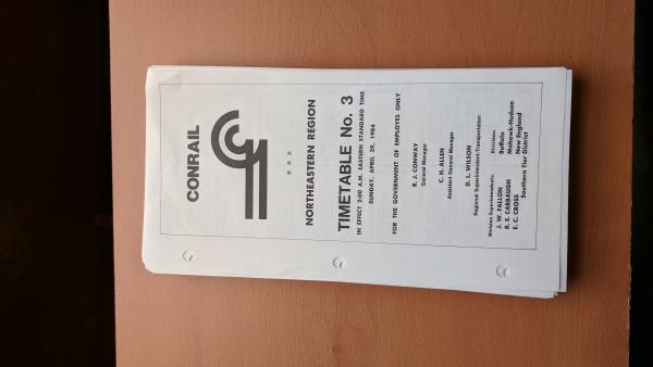 Conrail Northeastern Region Employee Timetable, 1984-04-29, No. 3