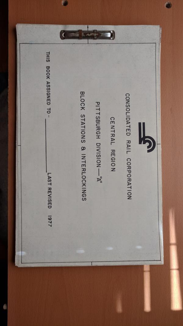 Central Region Pittsburgh Divison - A Block Stations & Interlockings Book of Drawings Last Revised 1977