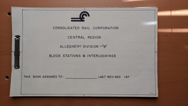 Central Region Allegheny Division - B Block Stations & Interlockings Book of Drawings Last Revised 1977