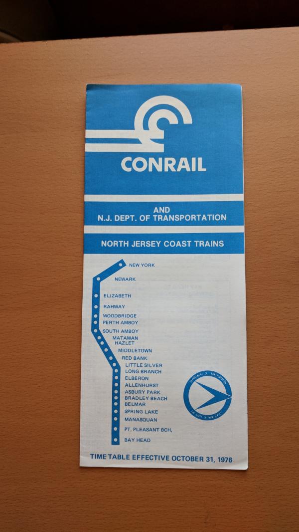 Conrail and NJDOT Schedule - North Jersey Coast Line - 1976-10-31
