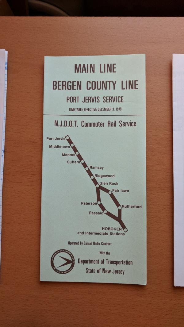 Conrail and NJDOT Schedule - Main Line, Bergen County Line - 1979-12-03