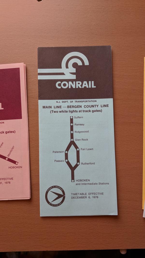 Conrail and NJDOT Schedule - Main Line, Bergen County Line - 1976-12-06