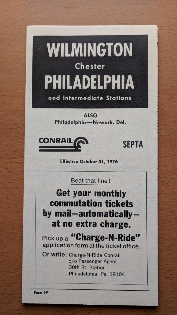 Conrail and SEPTA Schedule - Wilmington and Philadelphia - 1977-10-31
