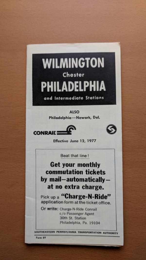 Conrail and SEPTA Schedule - Wilmington, Chester, and Philadelphia - 1977-06-12