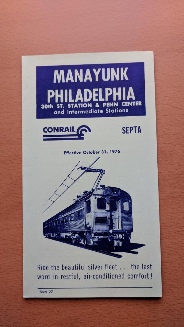 Conrail and SEPTA Schedule - Manayunk and Philadelphia - 1976-10-30