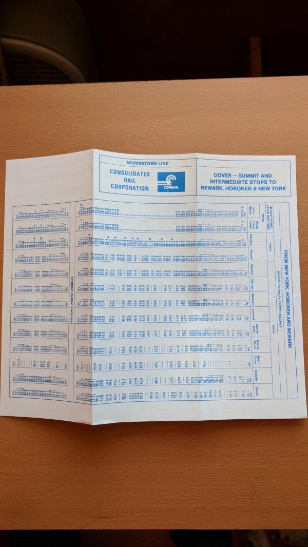 Conrail and NJDOT Schedule - Morristown Line - DATE?