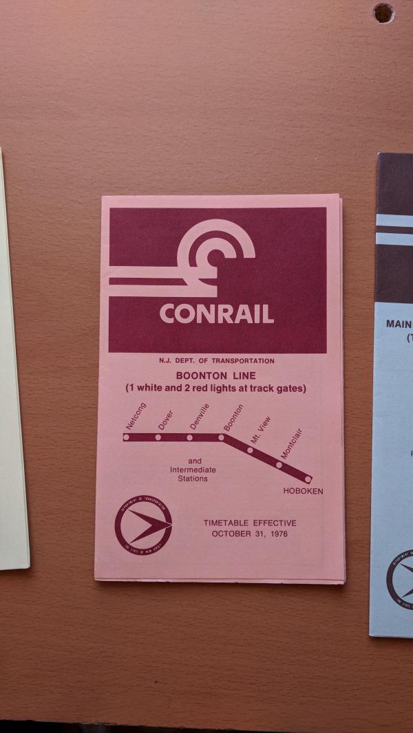 Conrail and NJDOT Schedule - Boonton Line - 1976-10-31