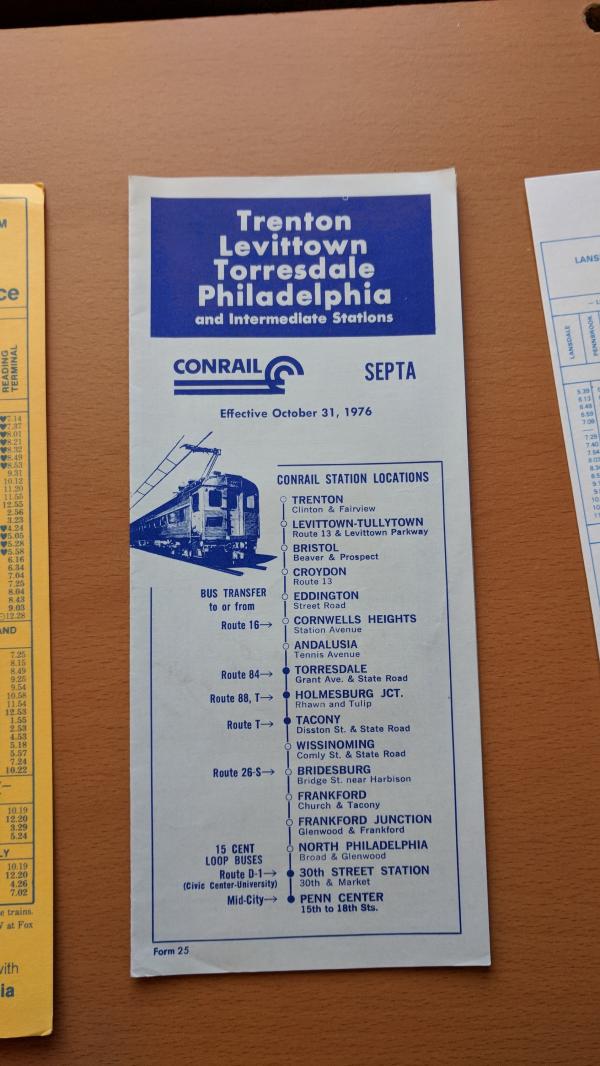 Conrail and SEPTA Schedule - Trenton, Levittown, Torresdale, and Philadelphia - 1979-06-01