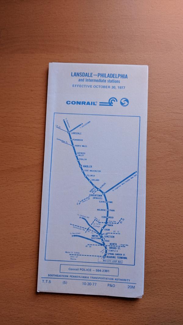 Conrail and SEPTA Schedule - Lansdale and Philadelphia - 1977-10-30