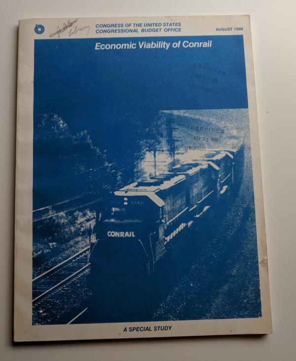 Economic Viability of Conrail: A Special Study. By the Congressional Budget Office. August 1986.