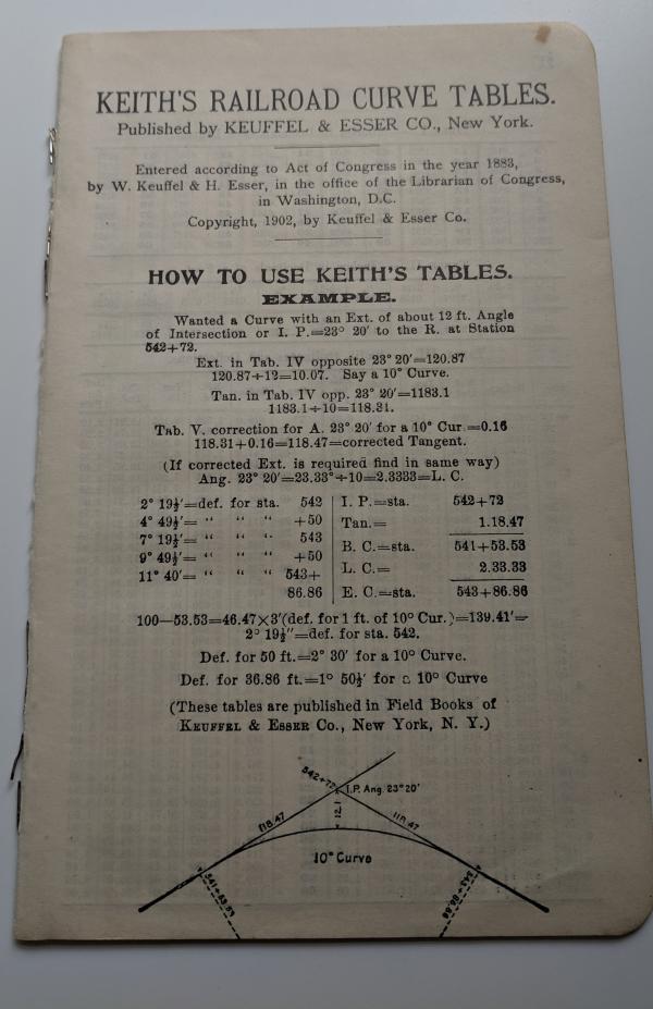 Keith's Railroad Curve Tables Booklet
