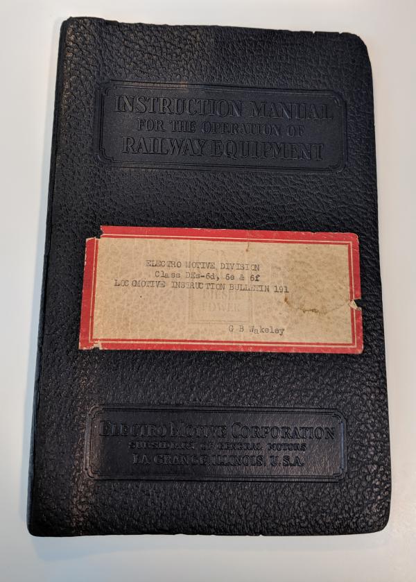 EMD SW1 Operators Manual. From NYC. For class DEs-6d, 6e & 6f