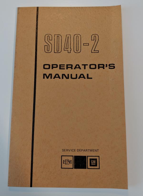 EMD SD40-2 Operators Manual, labeled CR 6483-6524 1979 Delivery Order No 786193 42 Locos