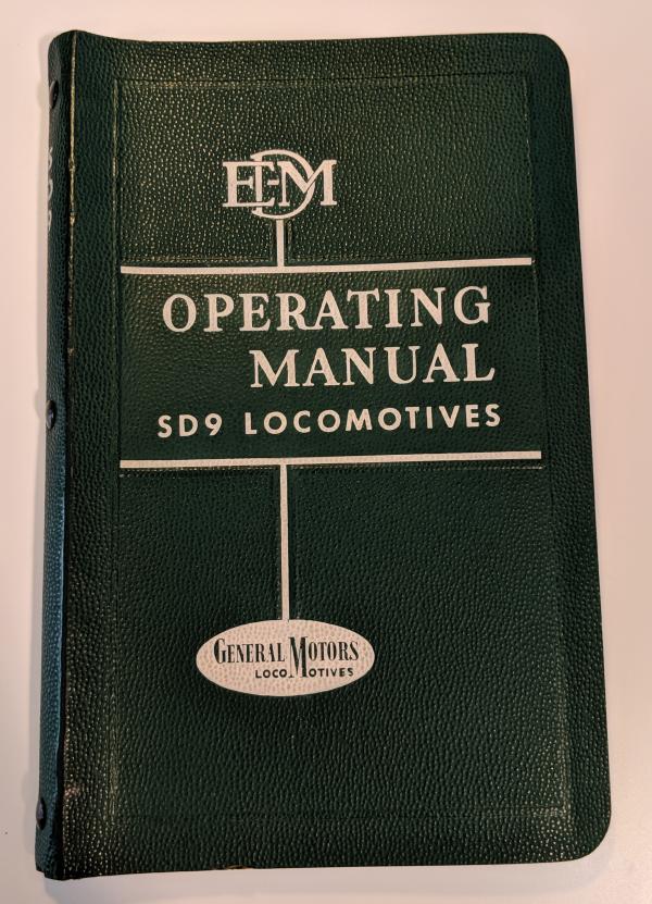 EMD SD9 Operating Manual, labeled Desk 9 - Class ERS17a #7600-7624, EMD Order # 5567