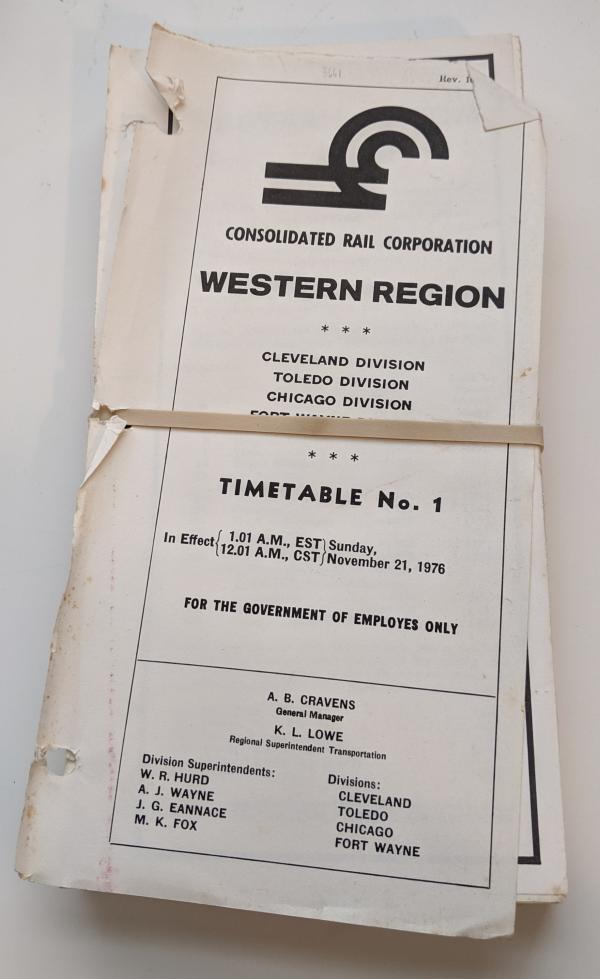 Conrail Western Region Employee Timetable, 1976-11-21, No. 1