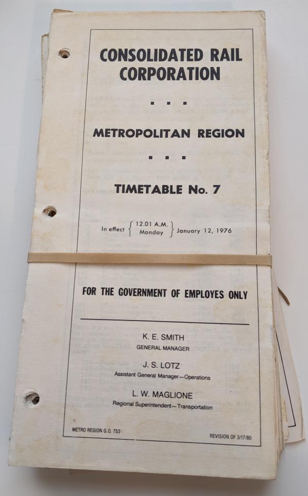 Conrail Metropolitan Region Employee Timetable, 1976-04-12, No. 7