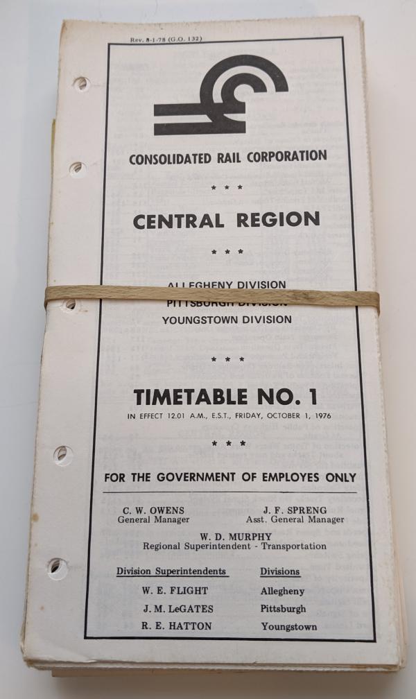 Conrail Central Region Employee Timetable, 1976-10-01, No. 1