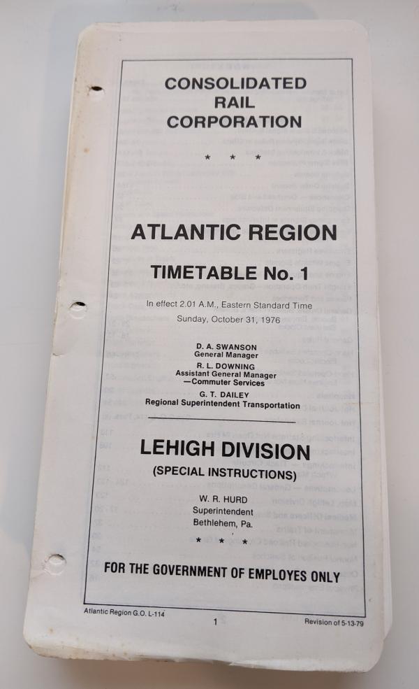 Conrail Atlantic Region Employee Timetable, 1976-10-31, No. 1 (Lehigh Division Special Instructions)