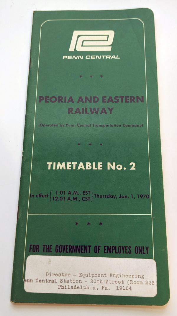 Peoria & Eastern Employee Timetable, 1970-01-01, No. 2