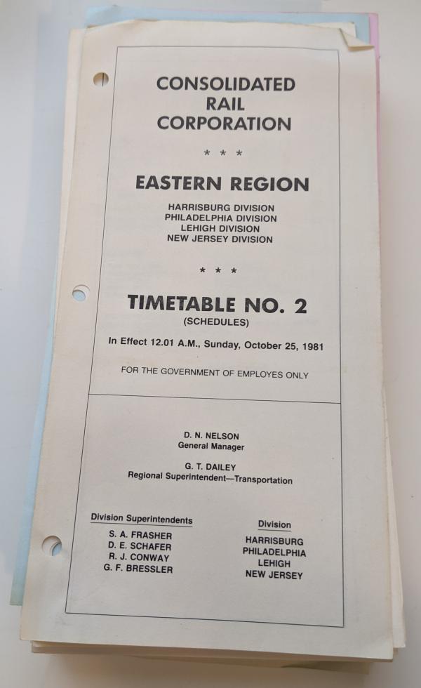 Conrail Eastern Region Employee Timetable, 1981-10-25, No. 2