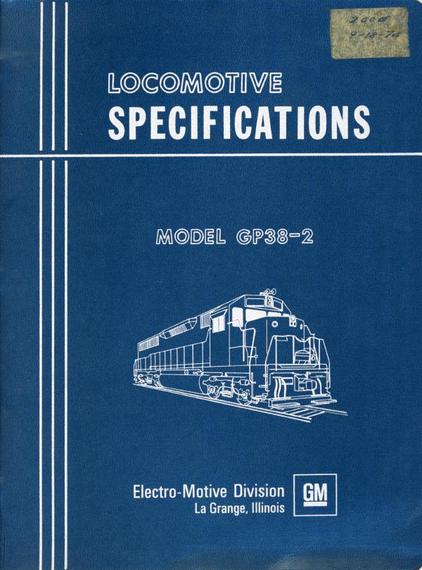 Locomotive Specifications Booklet: EMD GP38-2