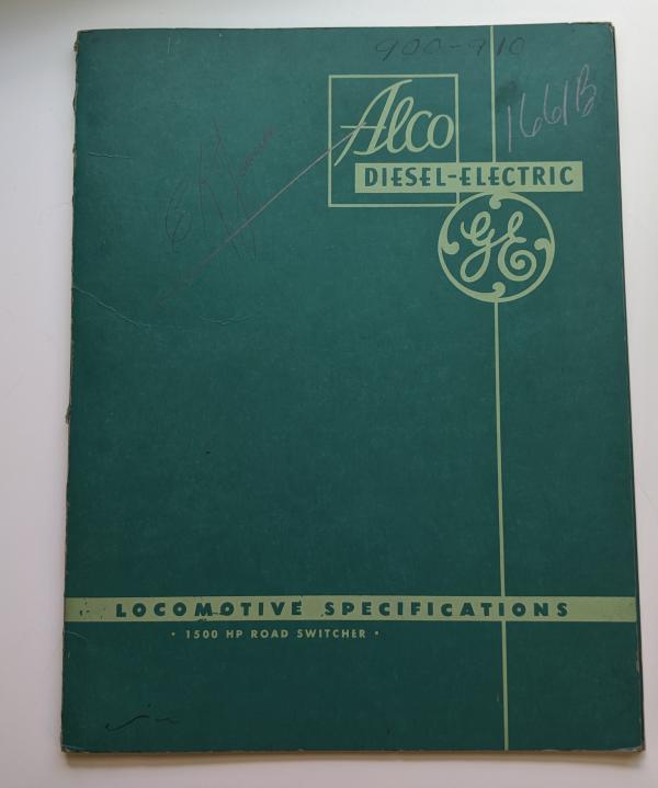 Locomotive Specifications Booklet: Alco 1500 Road Switcher Marked 900-910