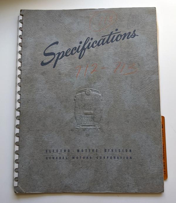 Locomotive Specifications Booklet: EMD F7B Marked 712-713 and 8014