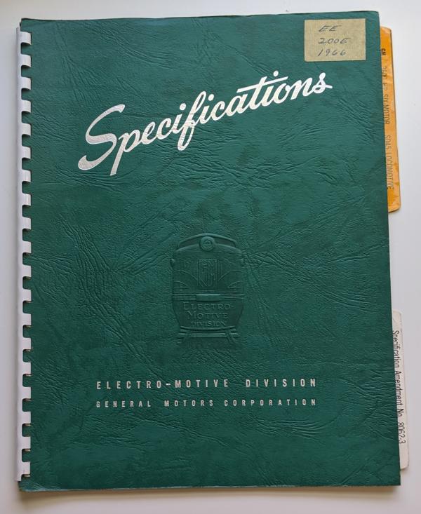 Locomotive Specifications Booklet: EMD SD45 marked EE 200E 1966 Specification 8062 June 15 1966
