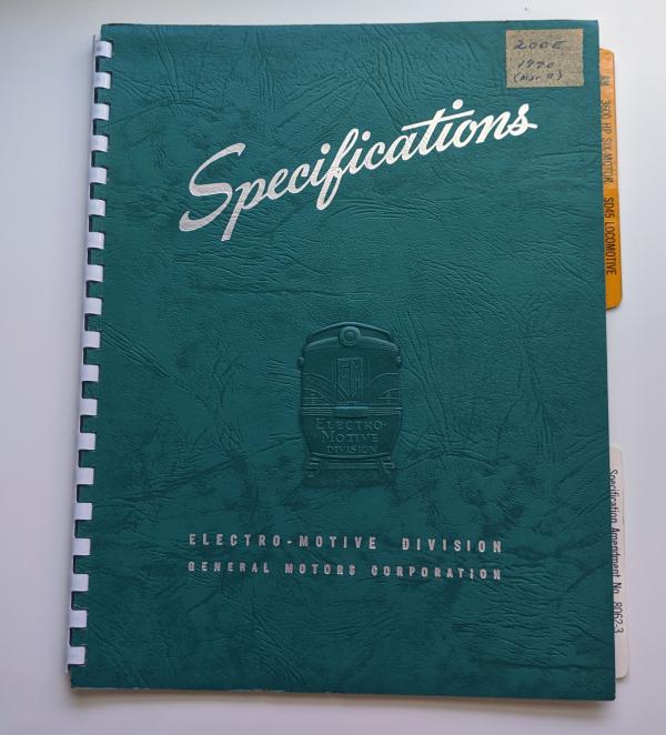 Locomotive Specifications Booklet: EMD SD45 marked 200E 1970 Mar 11 Specification 8062 June 2 1969