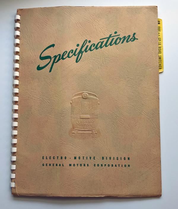 Locomotive Specifications Booklet: EMD GP18 Specification 8042 Sept 15 1960