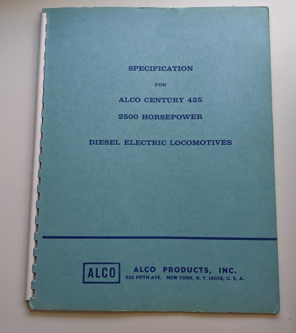 Locomotive Specifications Booklet: Alco C425 January 1964