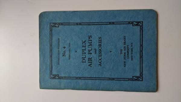 New York Air Brake Co Instruction Pamphlet No. 4 February 1944. Duplex Air Pumps and Accessories