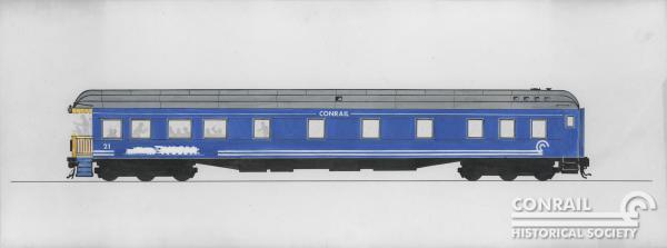 Conrail Observation Car Concept Painting (Original Watercolor) by Bob Lorenz, 1978-06-22