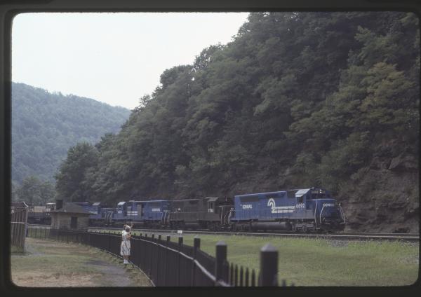 Conrail 6692 at Horseshoe Curve, Altoona PA in 8/83
