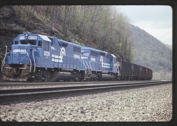 Conrail 8108 at MG Tower, Altoona PA on 5/6/89