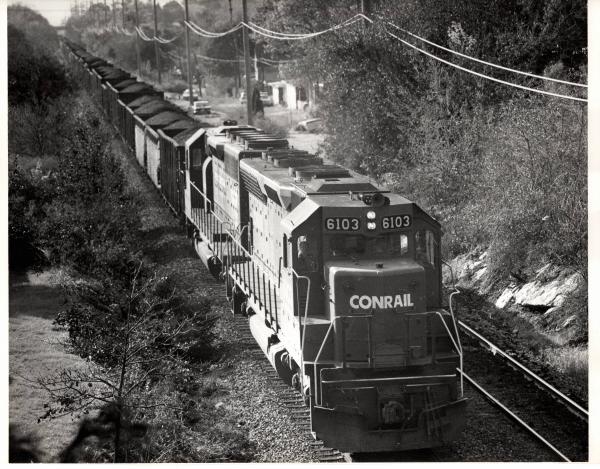 Photograph of SD45 6103 at West Reading. 10/12/76