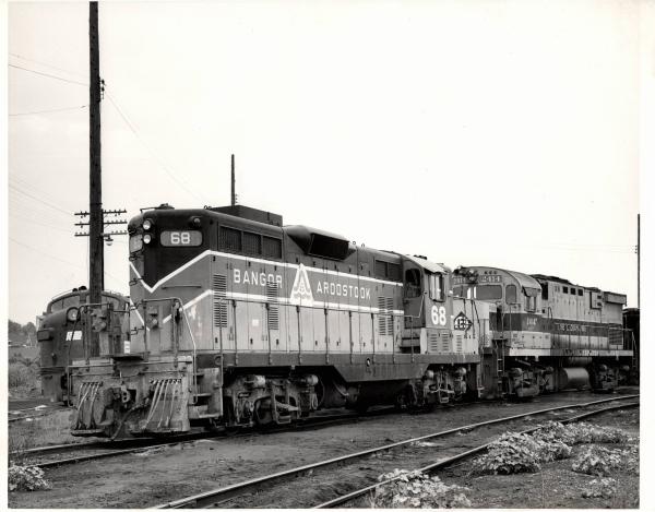 Photograph of BAR GP7 68 and C424 2414 at East 55th St Yard in Cleveland OH. 7/31/76