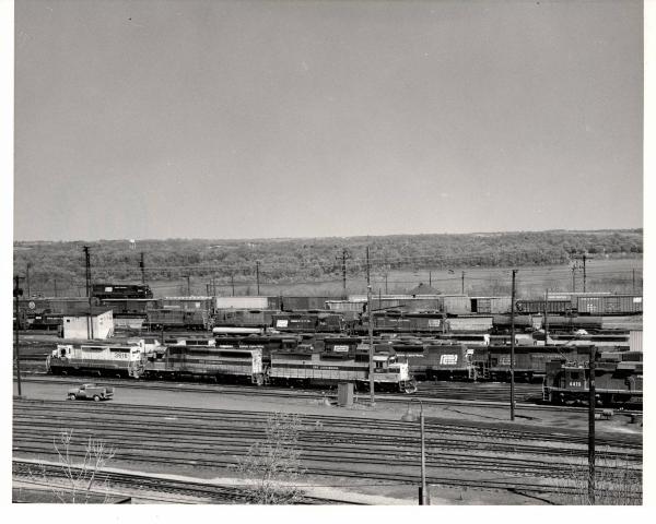 Photograph of numerous engines at Enola Engine Terminal. 4/76