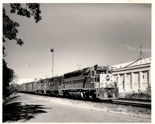Photograph of SD45 6096, GP9B 3826 and a GP38-2 at Hershey PA. 7/76