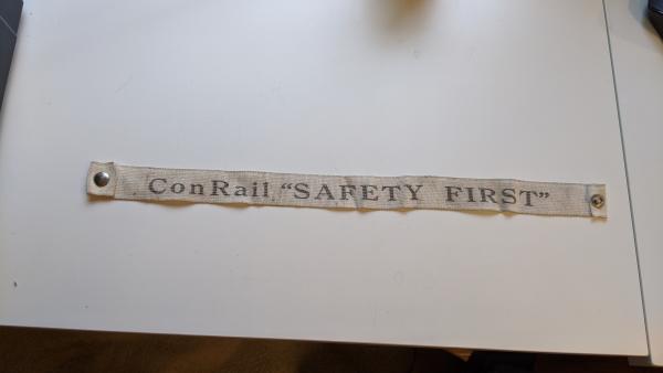 White ConRail Safety First strap