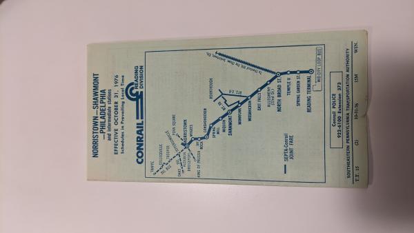 Conrail and SEPTA Schedule - Norristown, Shawmont, and Philadelphia - 1976-10-31