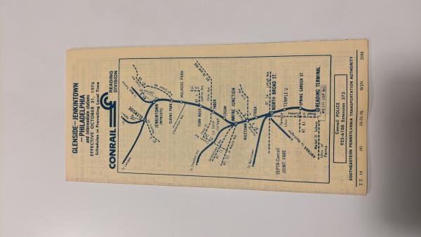 Conrail and SEPTA Schedule - Jenkintown, Glenside, and Philadelphia - 1976-10-31