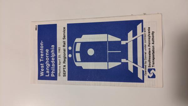 SEPTA Schedule (operated by Conrail under contract) - West Trenton, Langhorne, and Philadelphia - 1982-04-25