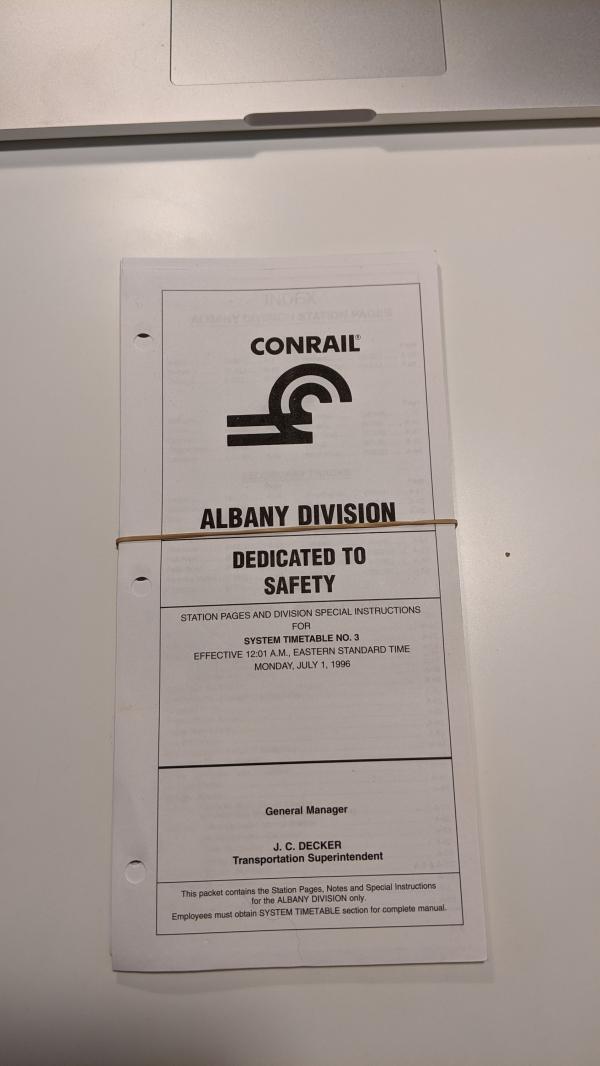 Conrail Albany Division Employee Timetable, 1996-01-01, No. 3