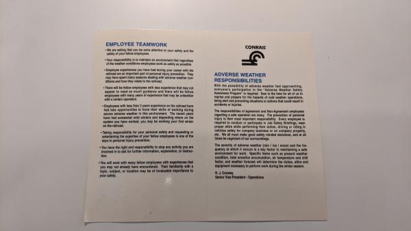 Adverse Weather Responsibilities Sheet