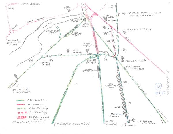 Maumee, Stanley, Walbridge Track Chart, April 8, 1997