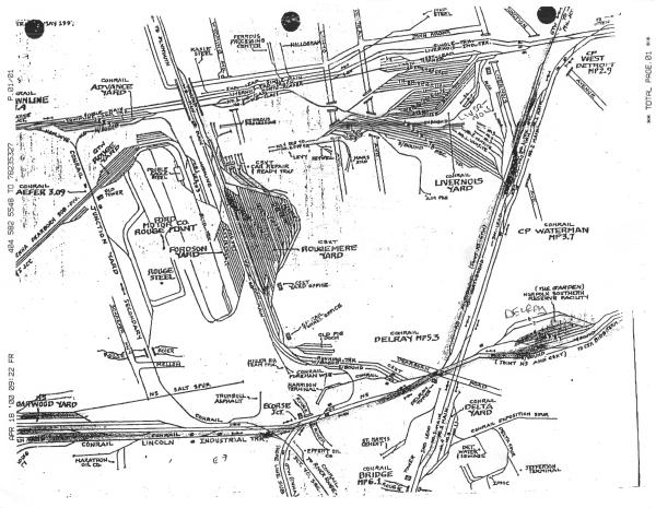 Conrail Delray, Michigan Area Track Chart, May 1997