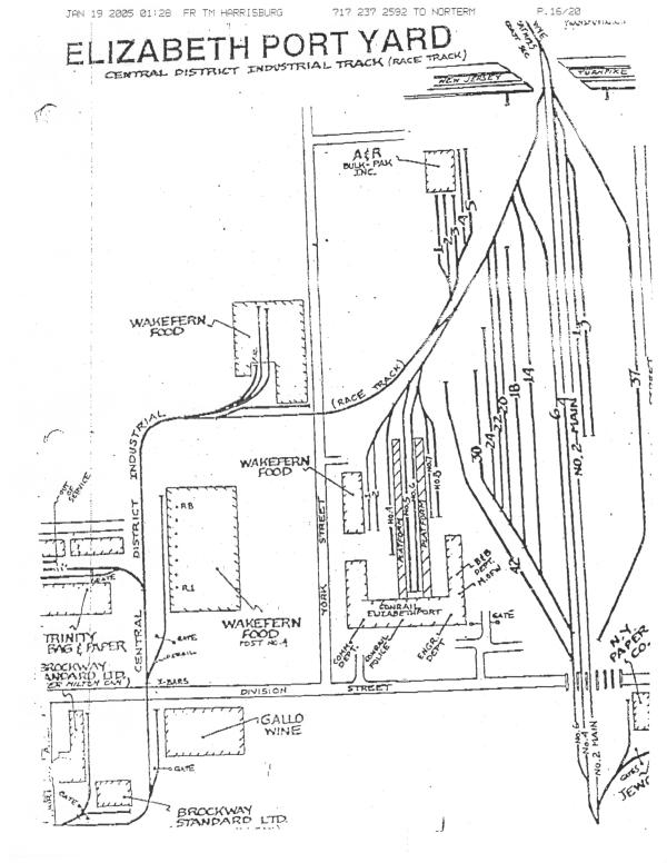 Elizabethport Yard Track Chart